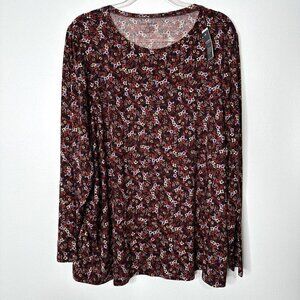 Lane Bryant Floral Tunic Burgundy Size 26/28